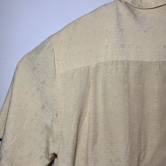 Brandini 100% Silk Mens Short Sleeve Shirt Preppy Formal Vacation Size Large - Picture 10 of 15